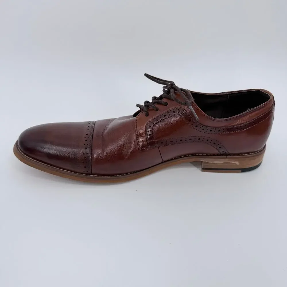 Stacy‎ Adams Dickinson Mens Leather Shoes CapToe Oxford Cognac 10.5M 25066-221